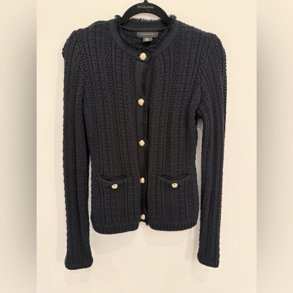 Tahari Black Tweed Sweater